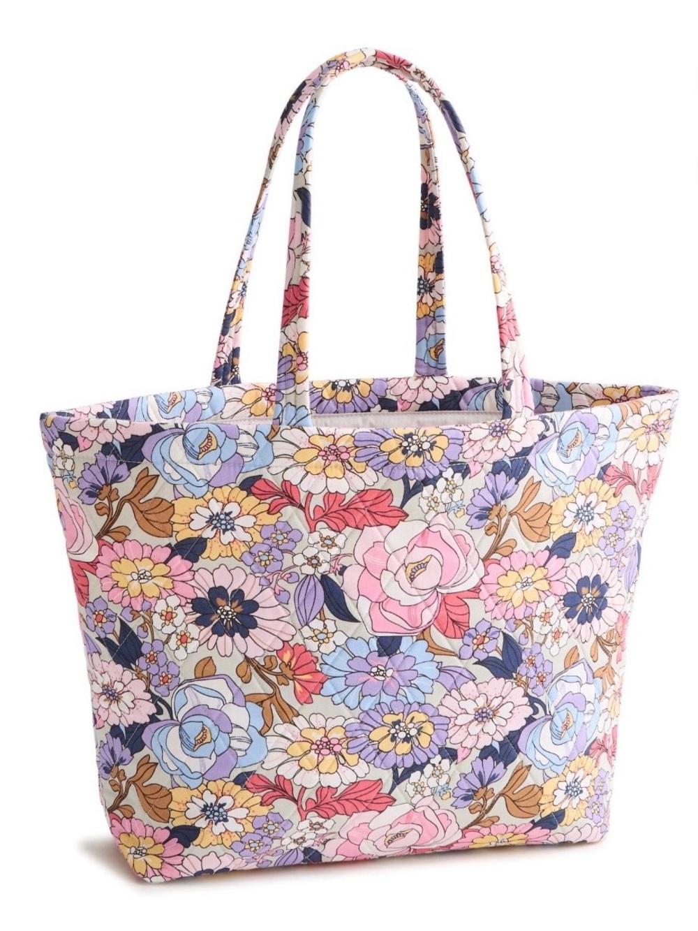 Vera Bradley East West Tote- pattern Aloha Blooms Oyster Mushroom